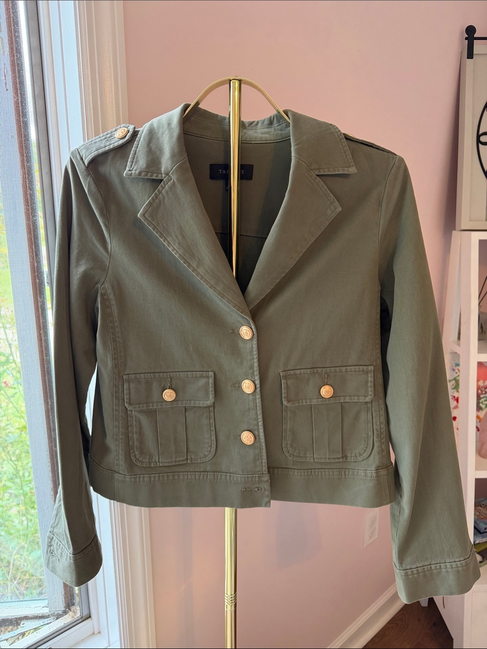 Talbots Olive Green Utility Jacket with Gold Buttons - Picture 2 of 7